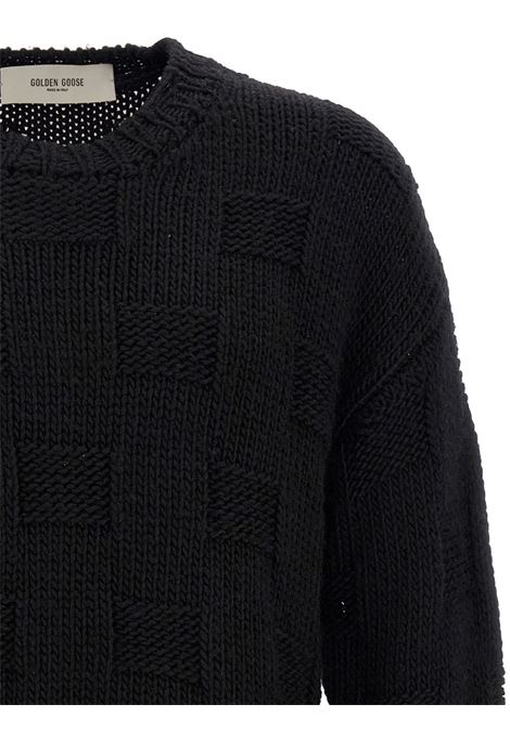 Black crew-neck distressed sweater Golden goose - men GOLDEN GOOSE | GMP01338P00210890100